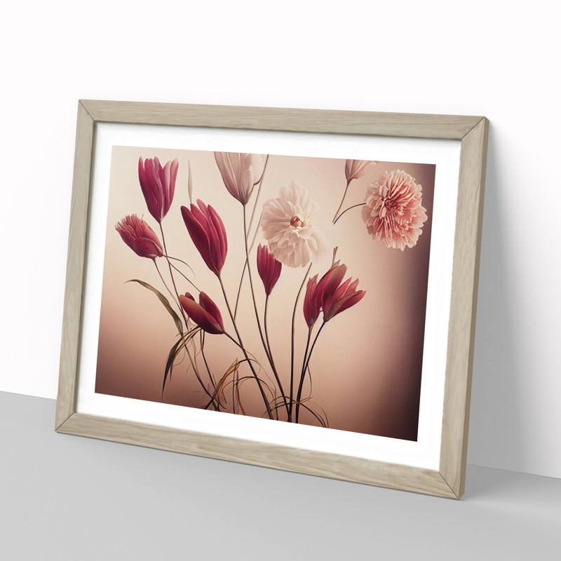 Astounding Flowers 1 Piece Single Picture Frame Wall Art, 34cm H x 46cm W, Grey