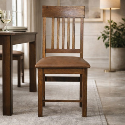 Leather Slatted Dining Chair