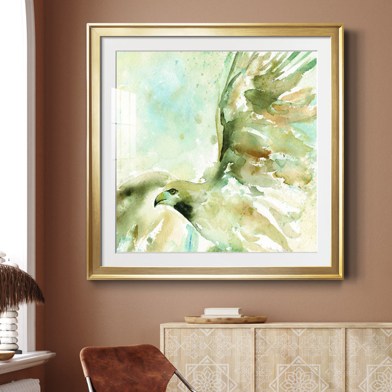 Prise de vol - Peinture encadrée, H 34,5 po x l 34,5 po x P 1,5 po, Papier encadré doré