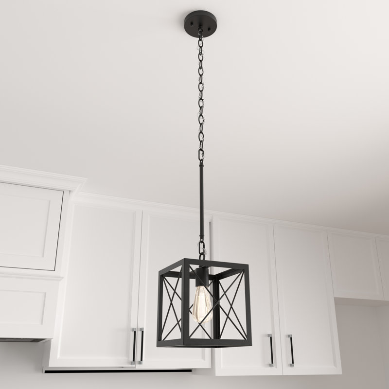1 - Light Kitchen Lantern Square/Rectangle Pendant UL Certified, Aged Zinc