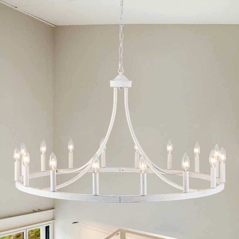 Luminaire rond rustique de style bougie Hendon, Noir mat, H 25,98 po x l 37,99 po x P 37,99 po