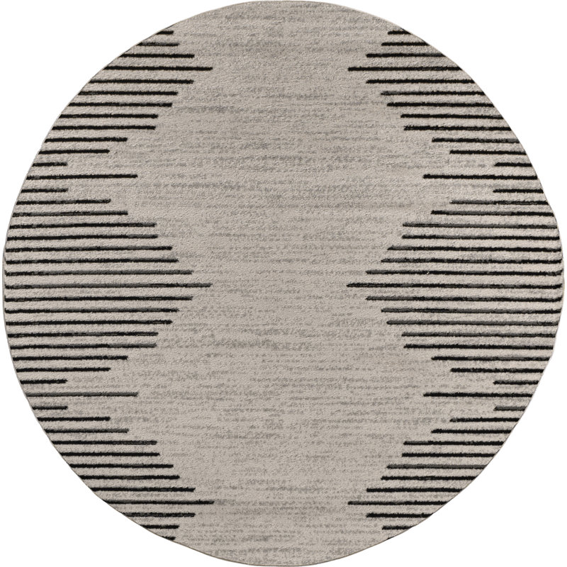 Tapis crème / noir Damarcus, Rond 6 pi 6 po x 6 pi 6 po, Cream