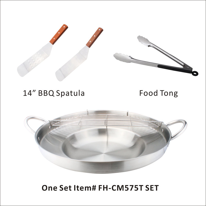 ARC 23" Black Stainless Steel Propane Burner Comal Set