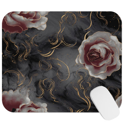 Floral Luxe Rose Flowers XI Modern Gaming Cute Office Laptop Desk Pad Gift Mat Square Rectangle Non-Slip Mousepad