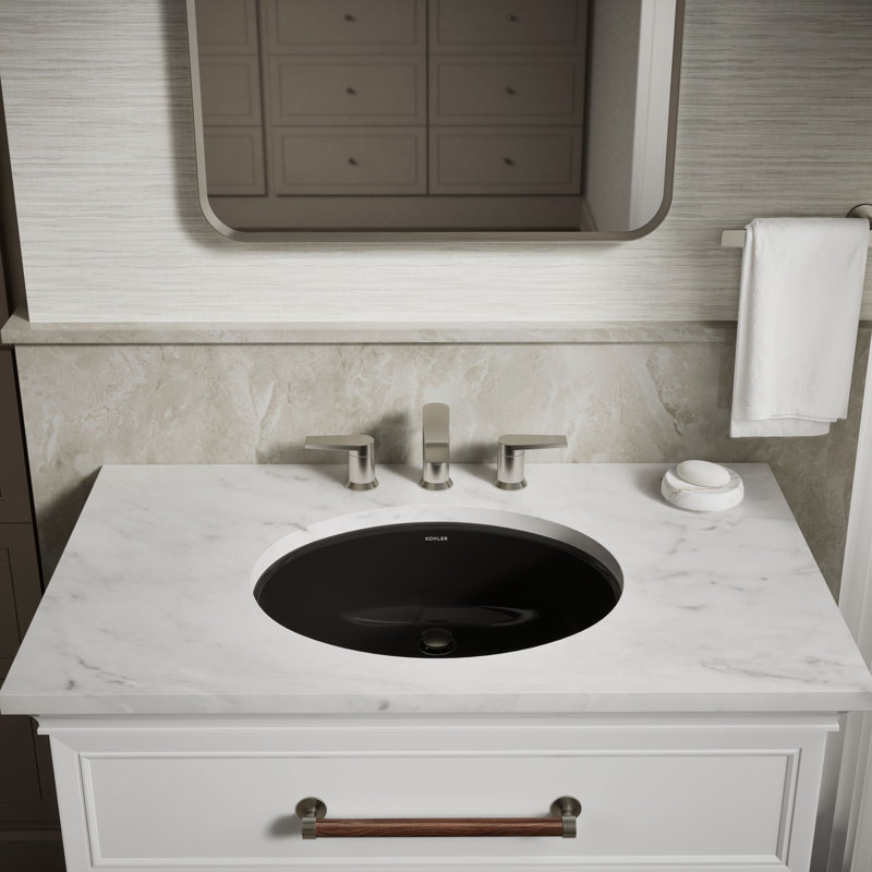 Caxton® Vitreous China Oval Undermount Bathroom Sink with Overflow, Black Black
