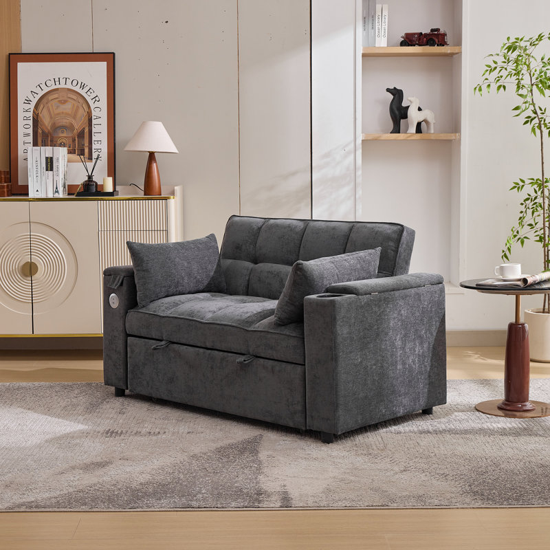 2 Seater Fabric Sofa Bed, Grey