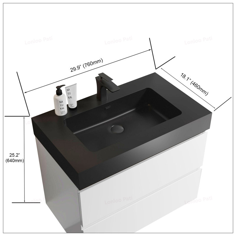 Meuble-lavabo flottant 30 po avec lavabo, 30"