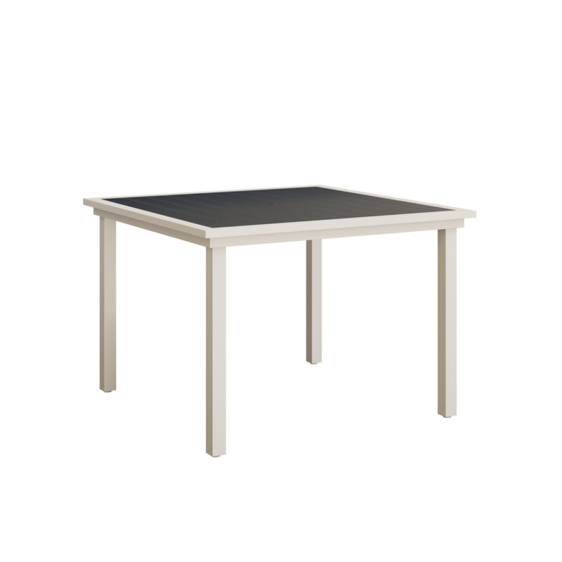 Table de salle à manger carrée en aluminium bleu marine avec base blanche mate 44 po Berlin Gardens Vida, Marine