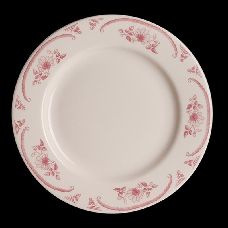 AMERICAN ROSE Plate Rolled Edge, White/Pink