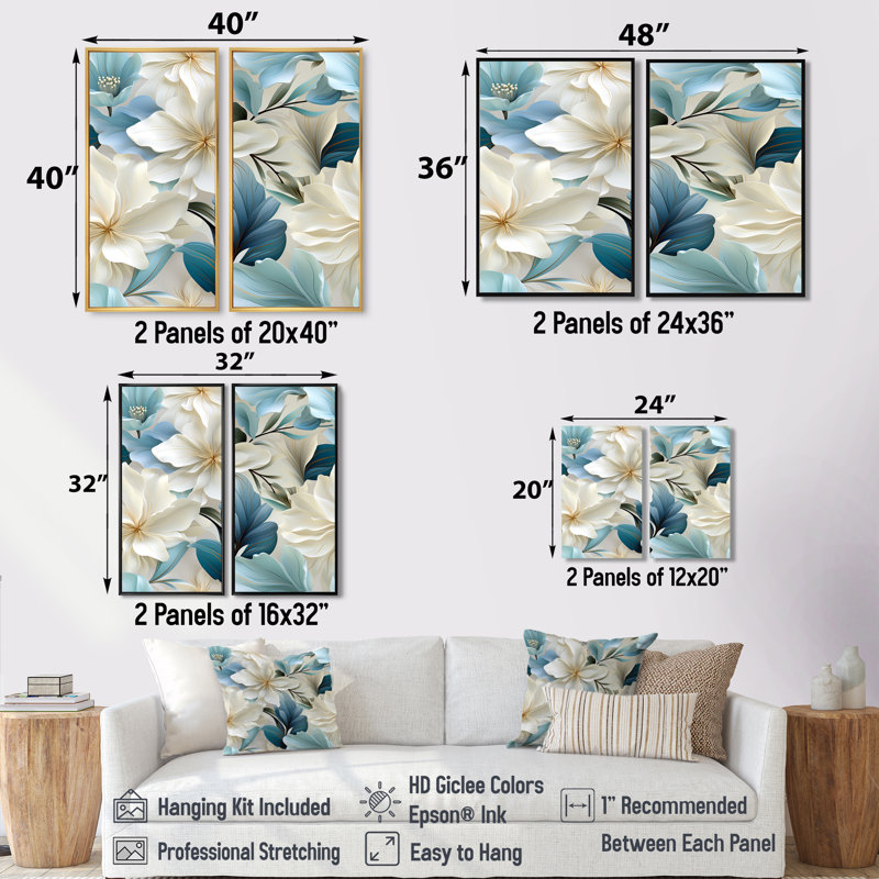 Coastal Symphony Tropical Pattern - Large Boho Mosaic, H 32 po x l 32 po, Argent argent