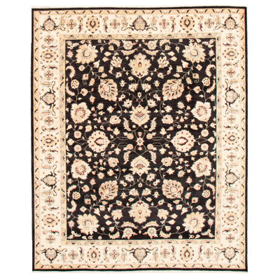 Tapis noir / beige Peshawar Oushak 8 pi x 9 pi 10 po