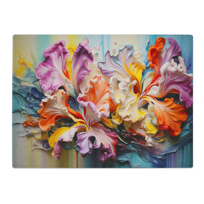 Iris Flower Action No.2  Glass Chopping Board
