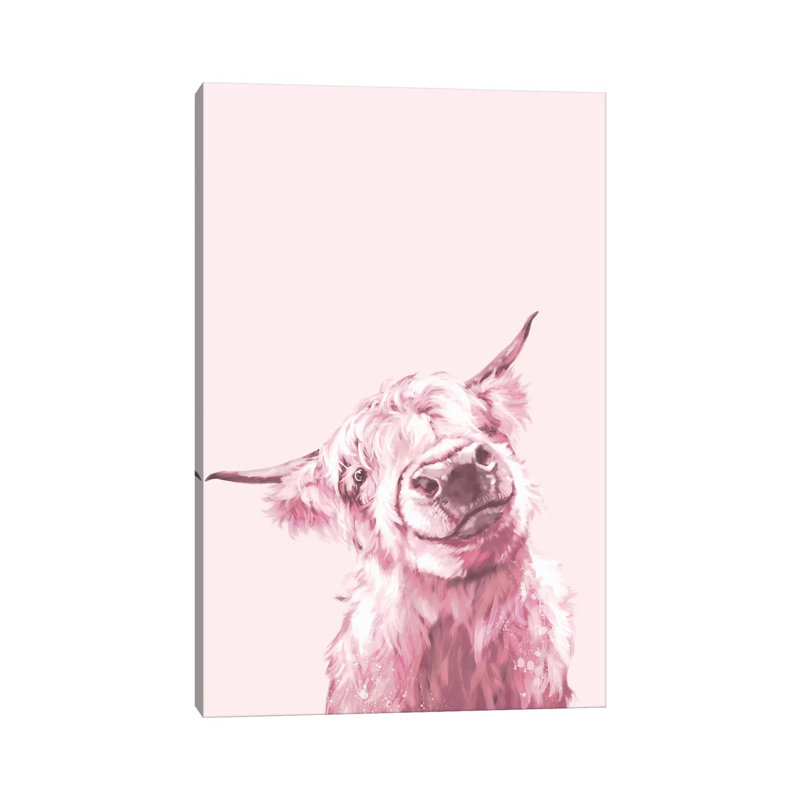 Highland Cow In Pink by Big Nose Work - Wrapped Canvas Gallery-Wrapped Canvas Giclée, 20.32 cm H x 30.48 cm W