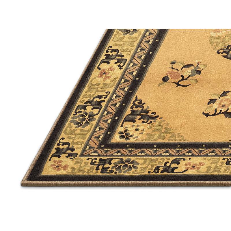 Tapis oriental oriental fabriqué à la machine en brun, Rectangle 4 pi x 6 pi