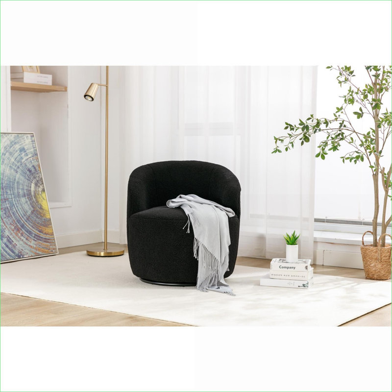 Fauteuil de baril Teddy, Black Wool