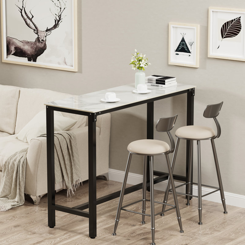 Freidrick 41.4" Sintered Stone Bistro Height Dining Table, White