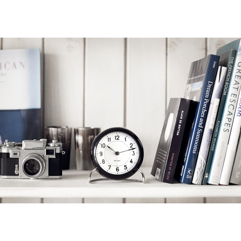 Station Electric Clock, White/Black/Silver