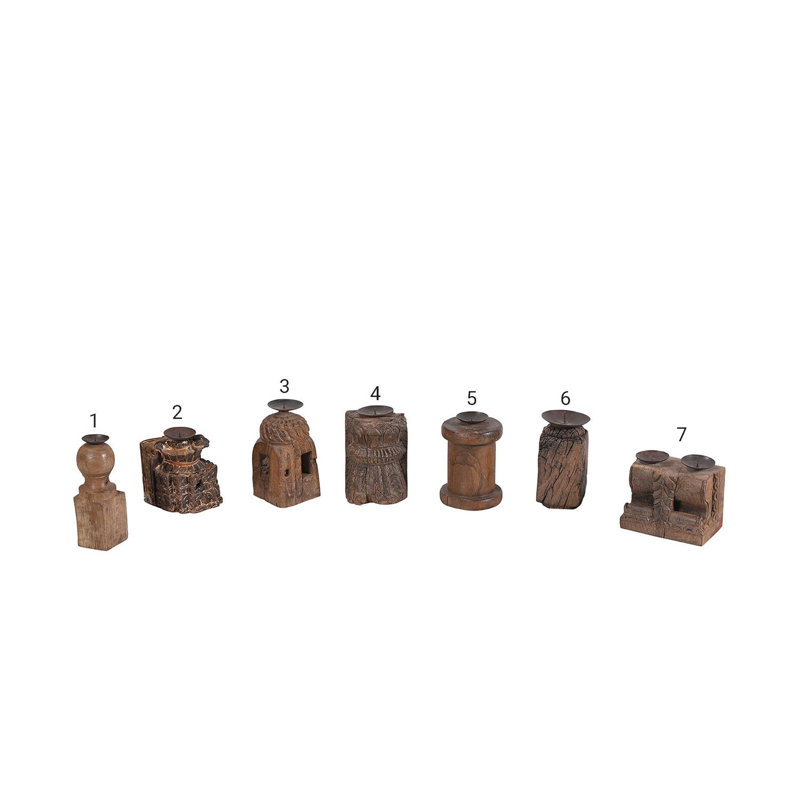 9'' H Solid Wood Candlestick