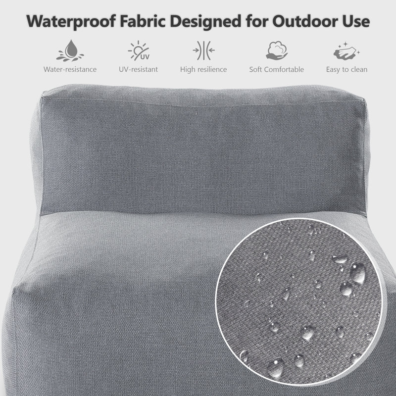 Canapé modulaire d'extérieur 9 pièces avec méridienne pour patio, jardin et piscine, Gris foncé