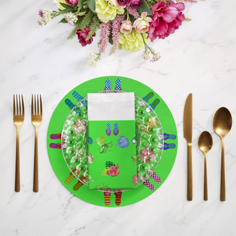 Hiver en serviettes de table en satin de coton Florida, Bright Green