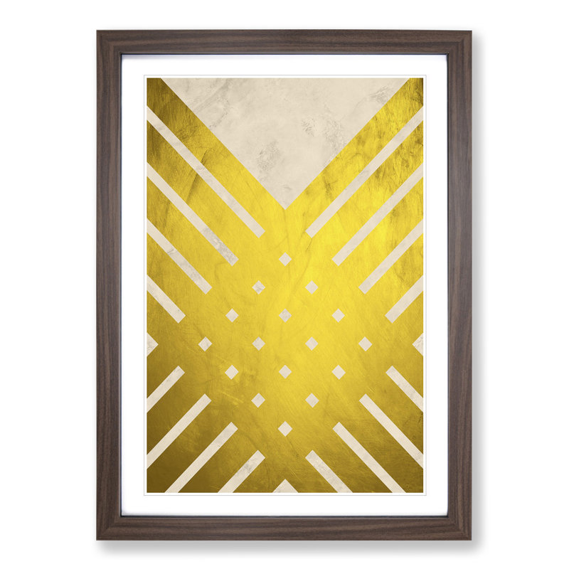 Golden Lattice - Picture Frame Graphic Art, 65cm H x 48cm W x 2cm D, Walnut Framed