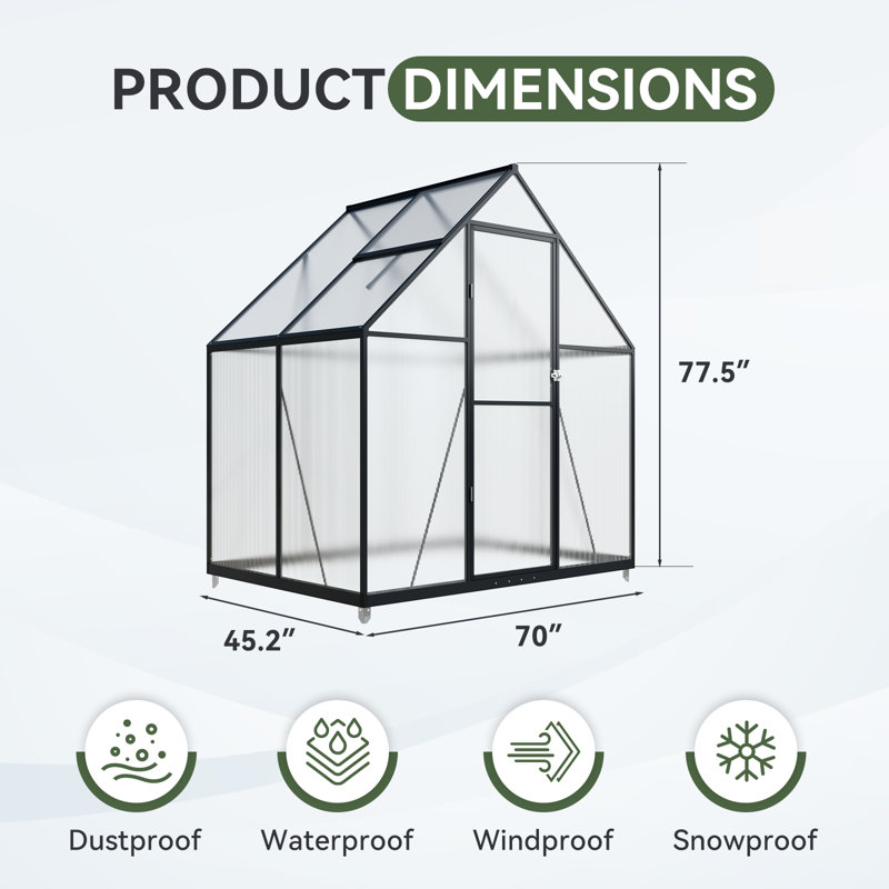 Pavillon de jardin en acier L 6 pi. D Ft Outdoor Serre