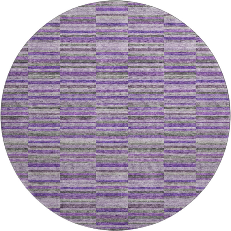 Premium Machine Washable Prisco Purple Rug, Round 8'