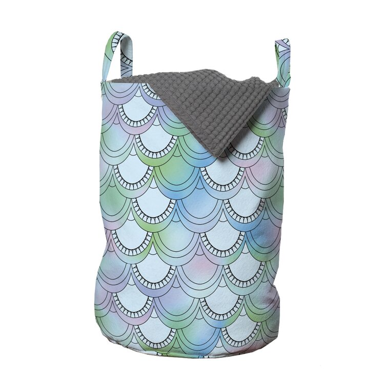 Bless international Ambesonne Fish Scale Laundry Bag, Japanese Squama  Pattern With Smooth Color Change Marine Fantasy Mermaid Tail, Hamper Basket  With Handles Drawstring Closure For Laundromats, 13 X 19, Multicolor