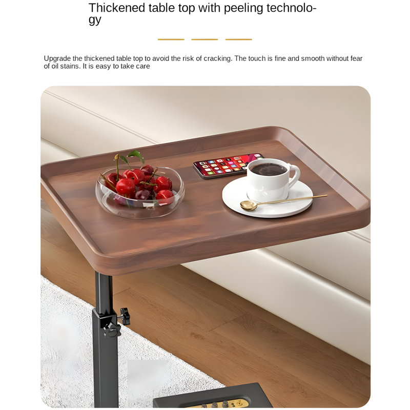 Adjustable C-Shaped Side Table With 360° Swivel And Wheels, Lightweight End Table For Sofa, Bedside, Living Room, And Small Spaces