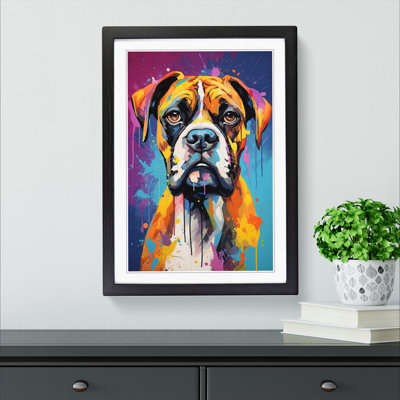 Boxer Dog Abstract - Framed Print