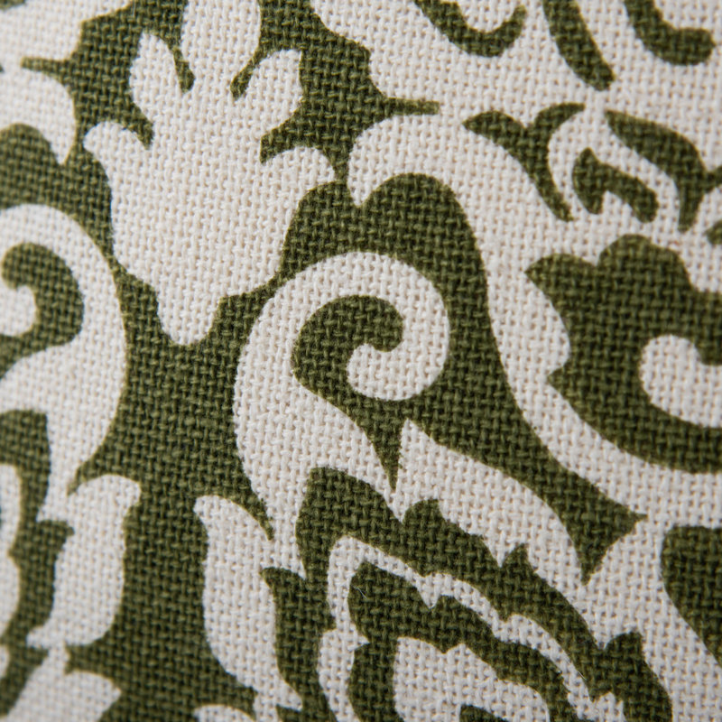 Godines Damask Cotton Reversible Throw Pillow, Green