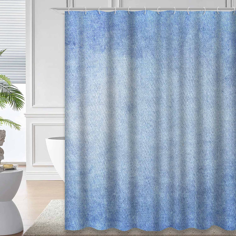 Rideau de douche en coton bleu marine avec 12 crochets Denim, 72" L x 78" W