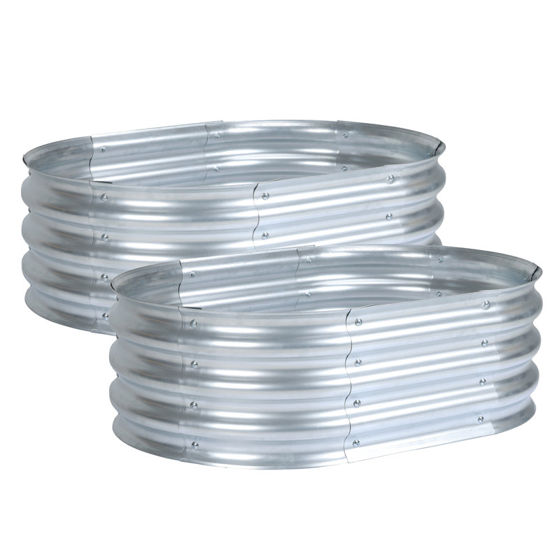 Galvanized Raised Garden Bed Silver, 11.81" H x 35.34" W x 23.62" D