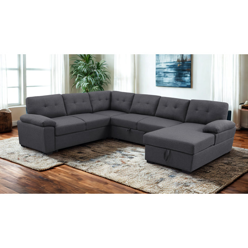 Lit Arusha en tissu Aine avec rangement, Gris foncé