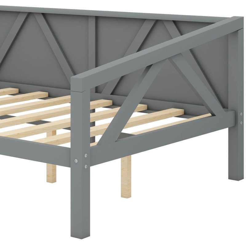 Lit de jour pleine grandeur de style contemporain minimaliste, gris