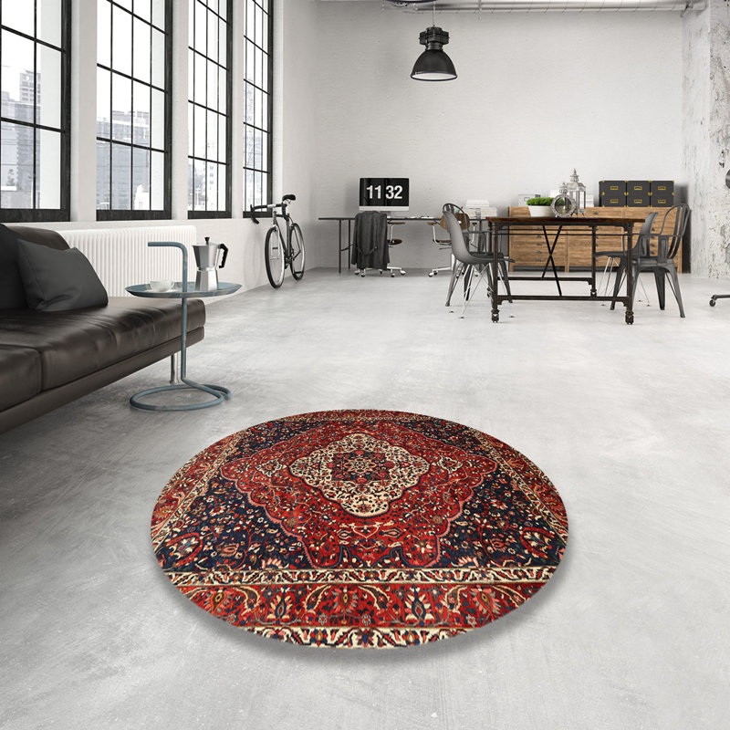 Tapis traditionnel rouge / noir Donan, Rond 4 pi