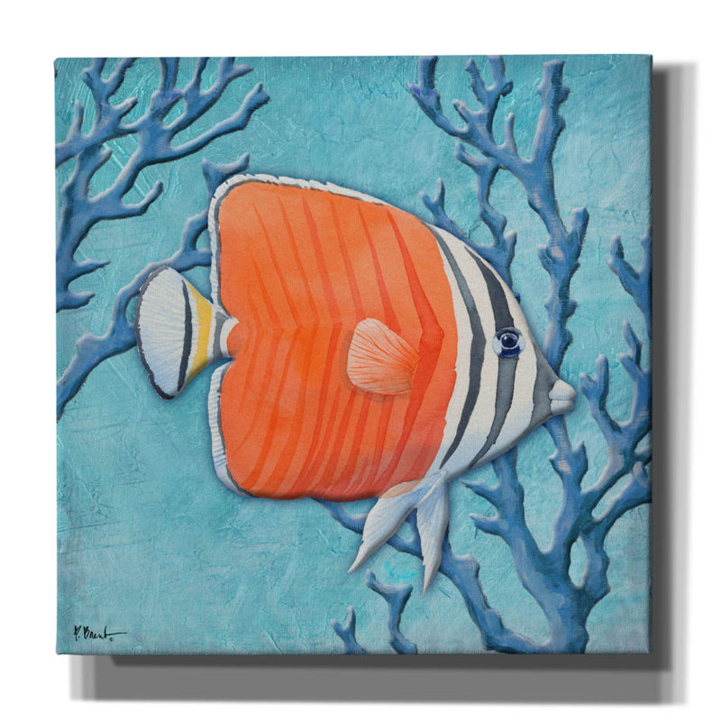 «Azure Tropical Fish IV» par Paul Brent, H 37 po x l 37 po x P 1,5 po