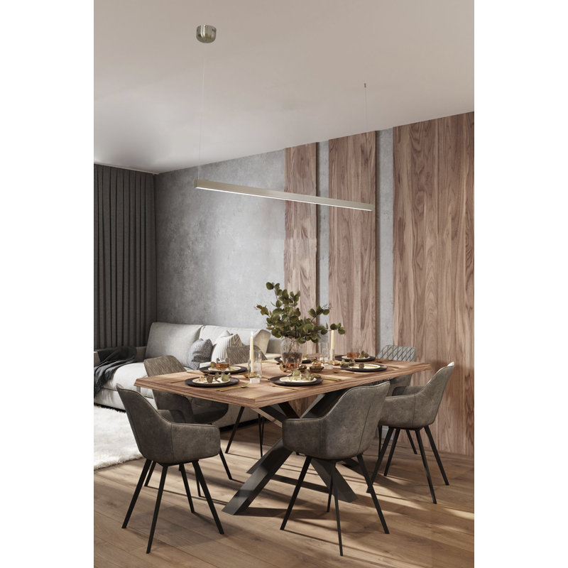 Modern 1-Light LED Linear Chandelier , Satin Nickel