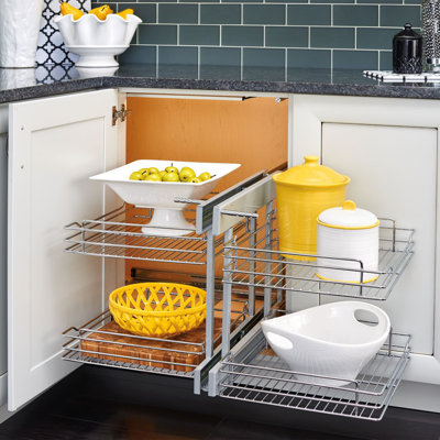 Rev-A-Shelf Chrome 2-Tier Optimizer-15" Blind Corner Cabinet Openings