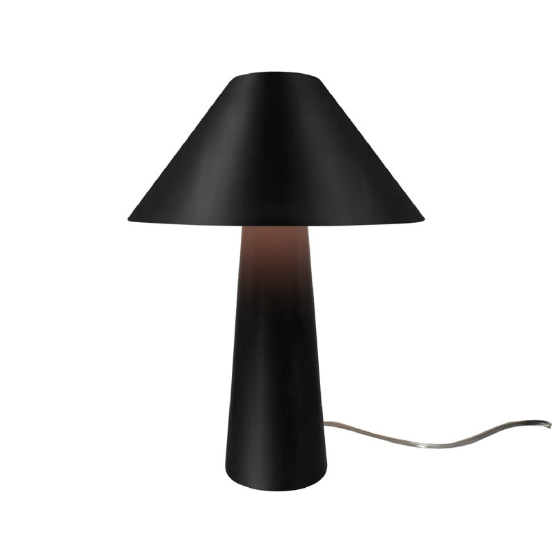 Lampe de table en céramique Caroldine, Noir carbone mat / or champagne