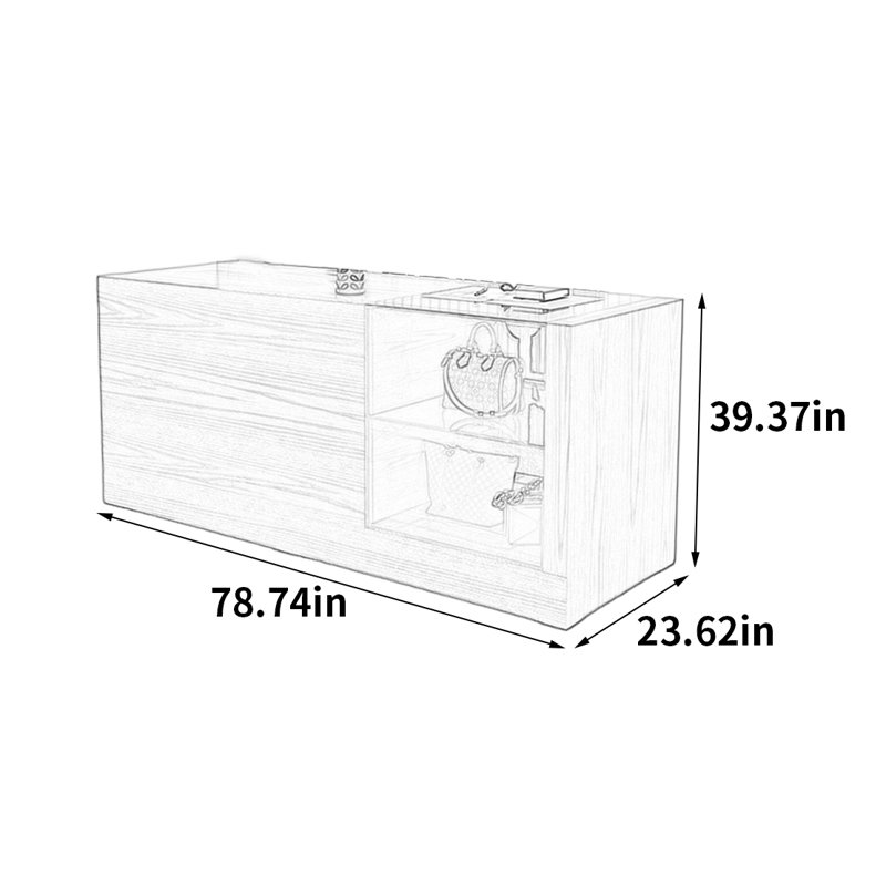 Vitrine moderne et minimaliste, H 39,37 po x l 78,74 po x P 23,62 po