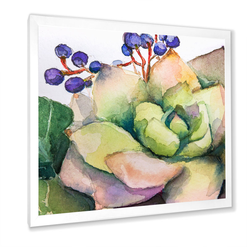 Peinture de fleurs succulentes III - sur, Impression blanche sur toile encadrée, H 36 po x l 36 po x P 1,5 po