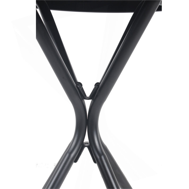 Table d'appoint ronde en verre trempé 24 po, structure en fer noir, assemblage facile en 10 minutes, utilisation à l'extérieur à l'extérieur sur un patio