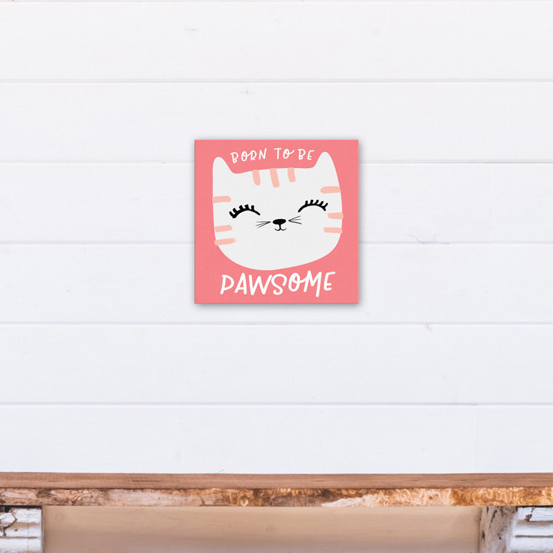 Art de toile de pawsome né pour be Tig, H 12 po x l 12 po x P 1,25 po, Rose