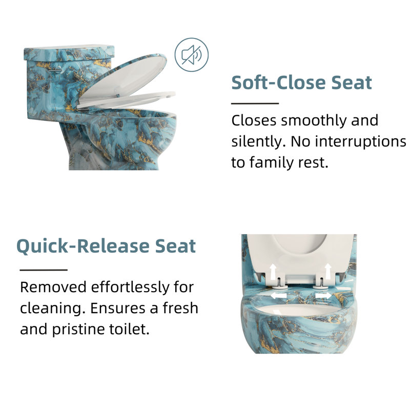 Elongated One-Piece Toilet With Round Base, ADA Comfort Height Toilet, 1.28 GPF Rim Jet Flush, Luxury Toilet, 12'' Rough-In