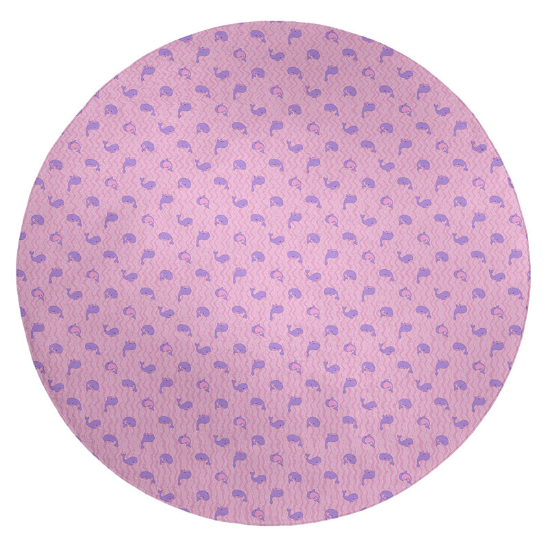 Tapis rose baleines, Rond 5 pi