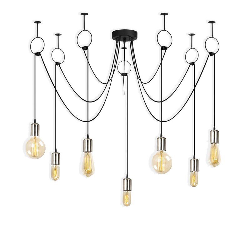 Adjustable Height 7 Lights Metal Body Chandelier