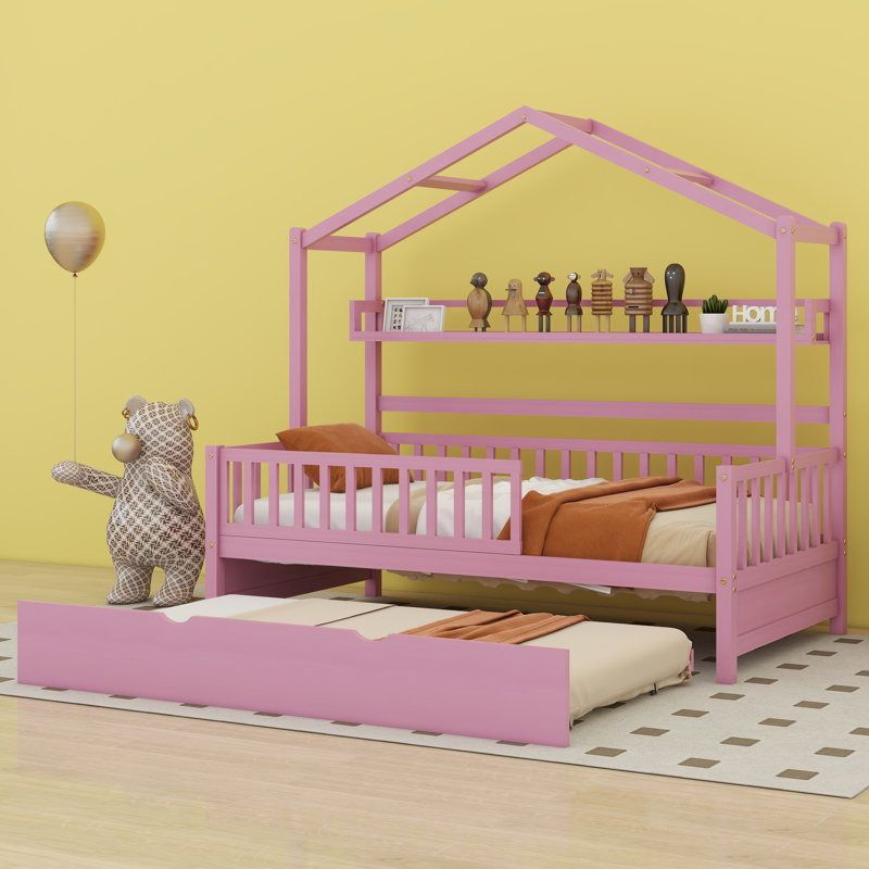 Huntingdon Twin House Daybed with Trundle by Harper Orchard, Pink