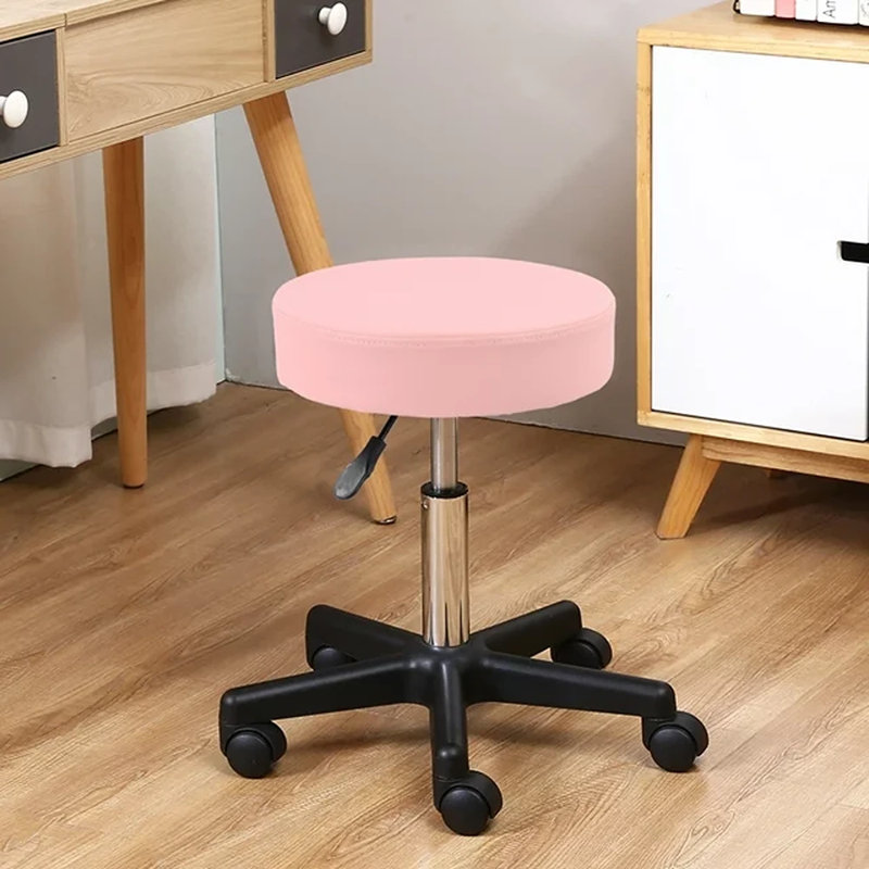 Adjustable Height Ergonomic Stool with Removable Casters/Wheels, Pink