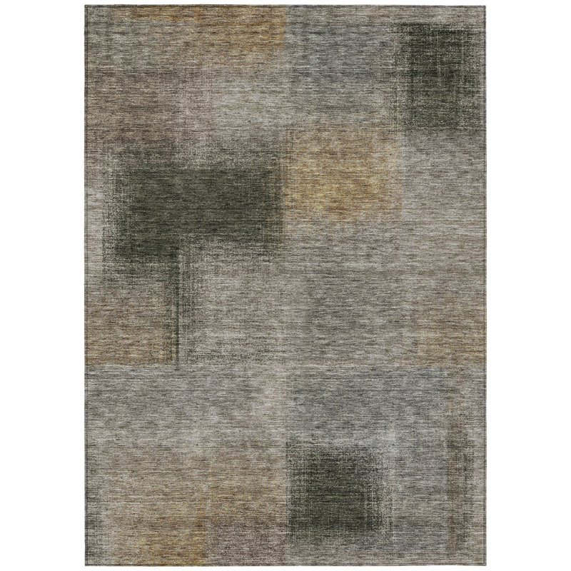 3' X 5' Taupe Gray And Beige Abstract Washable Indoor Outdoor Area Rug